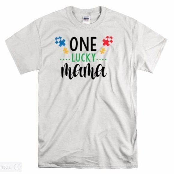 Autism Awareness, One Lucky Mama ,T Shirt - Picture 1 of 7